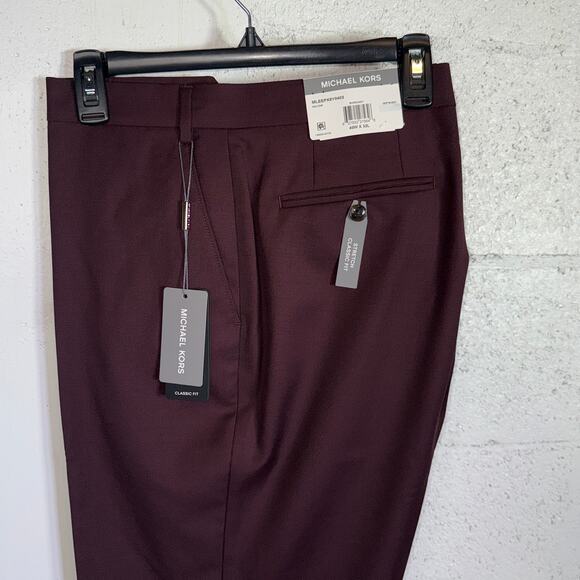 Michael Kors Men Classic-Fit Wool-Blend Suit Pants Burgundy 40x32 $190 - Picture 1 of 8